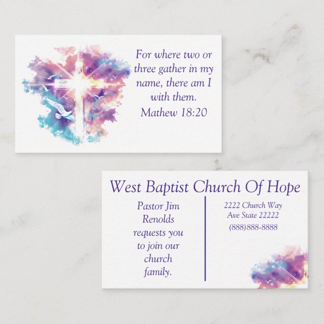 Watercolor Custom Church  Business Card (Front/Back)