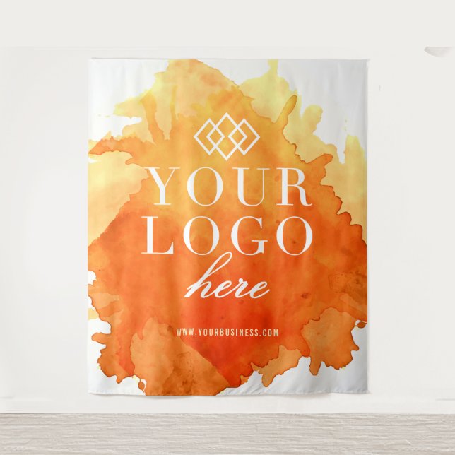 Watercolor Custom Logo Trade Show Event Backdrop Tapestry (Front)