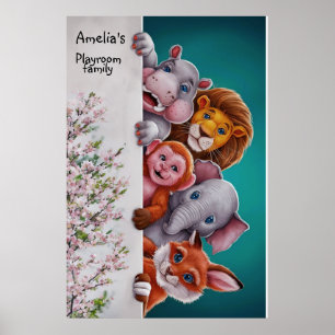 Watercolor cute and bright wild animal#6 poster