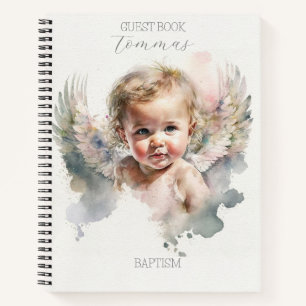 Watercolor cute Angel Baby Baptism  Notebook