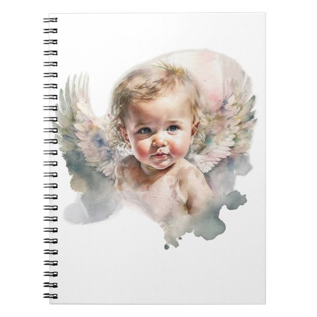 Watercolor cute baby angel sticker notebook (Front)