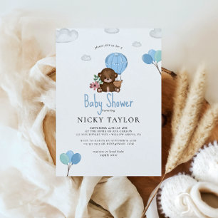 Watercolor Cute Baby Bear Baby Shower Invitation