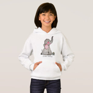 Watercolor Cute Baby Elephant With Blush & Flowers