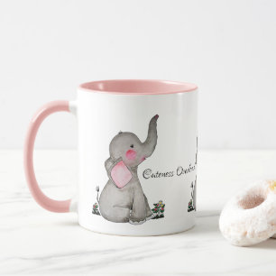 Watercolor Cute Baby Elephant With Blush & flowers Mug