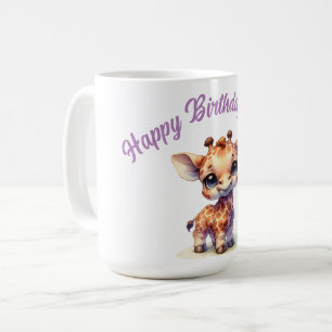 Watercolor cute baby giraffe coffee mug