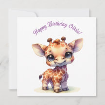 Watercolor cute baby giraffe