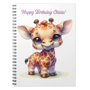 Watercolor cute baby giraffe notebook