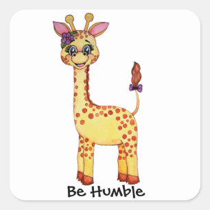 Watercolor Cute Baby Giraffe Square Sticker