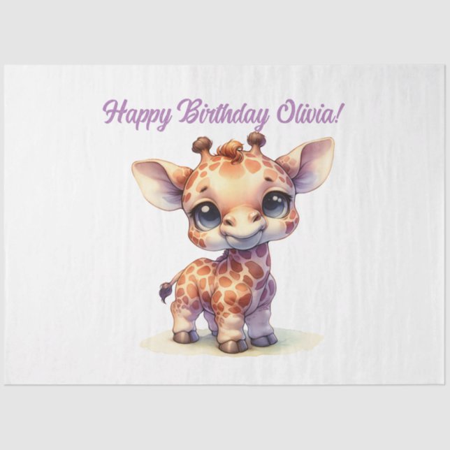 Watercolor cute baby giraffe tissue paper (Front)