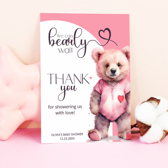 Watercolor cute bear Baby Shower Thank you Card (Creator Uploaded)
