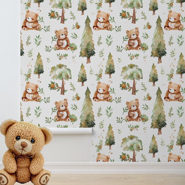 Watercolor cute Bears Woodland Forest  Wallpaper (Creator Uploaded)