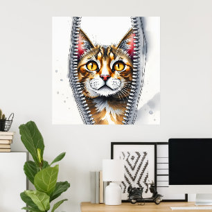 Watercolor Cute Beautiful Modern Cat Collection Poster