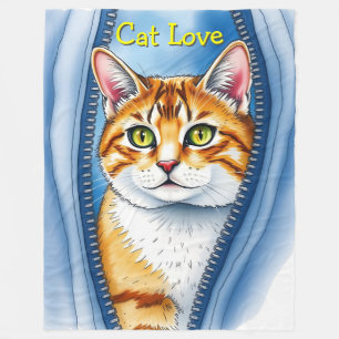 Watercolor Cute Beautiful Popular Cat Collection Fleece Blanket
