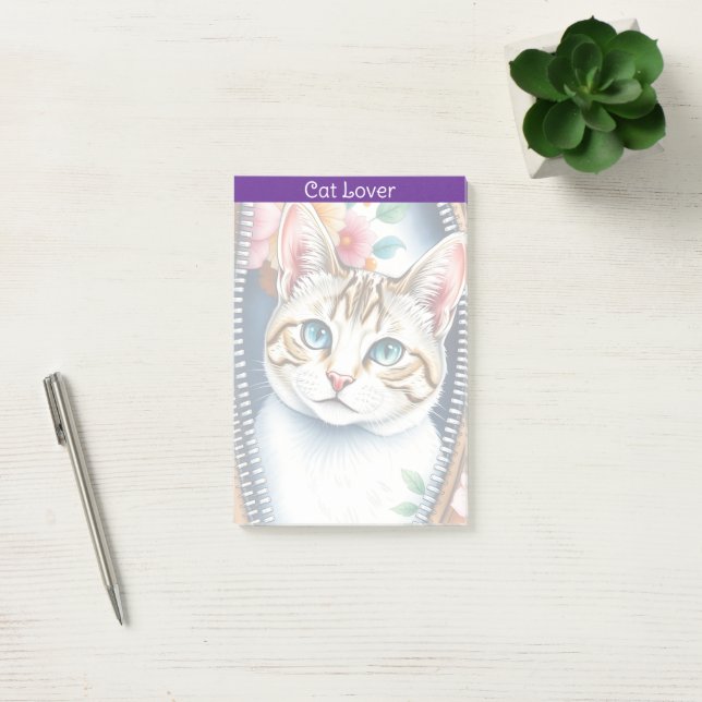 Watercolor Cute Beautiful Trendy Cat Collection Post-it Notes (Office)