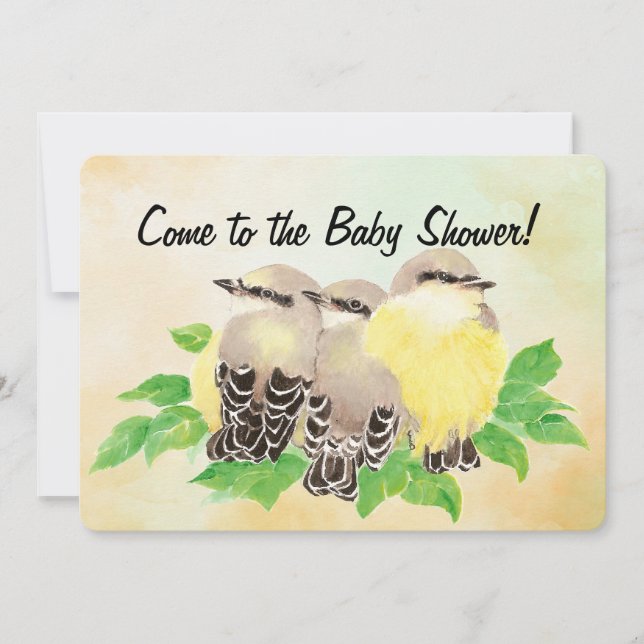 Watercolor Cute Birds Baby Shower Invitation (Front)