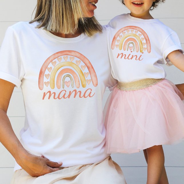 Watercolor Cute Boho Rainbow Mama Love Heart T-Shirt (Creator Uploaded)