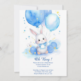 Watercolor Cute Bunny Baby Shower Invitation