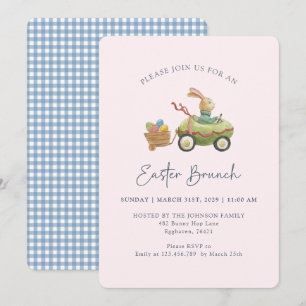 Watercolor Cute Bunny, Easter Brunch Pink  Invitation