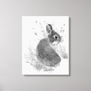 Watercolor Cute Bunny Rabbit Animal Art Canvas Print