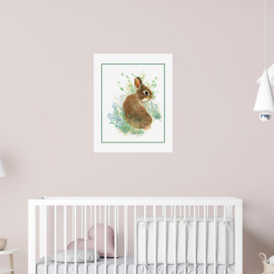 Watercolor Cute Bunny Rabbit Animal Art Poster
