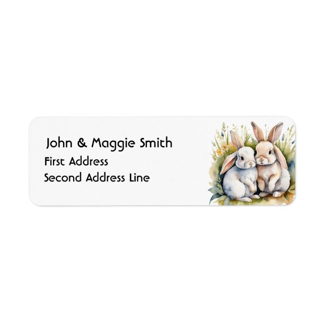 Watercolor Cute Bunny Rabbit Farm Animal Art (Front)