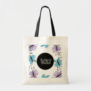 Watercolor Cute Butterflies Custom Library Books Tote Bag