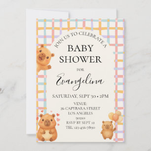 Watercolor Cute Capy Capybara Baby Shower Invitation