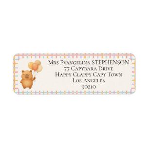 Watercolor Cute Capy Capybara Baby Shower Return