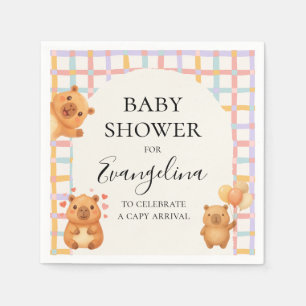 Watercolor Cute Capybara Baby Shower Napkin
