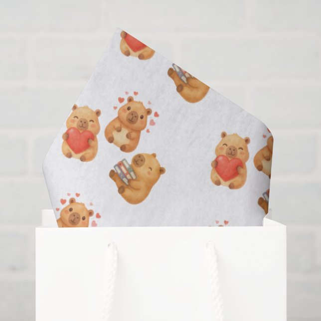 Watercolor Cute Capybara Tissue Paper (Gift Bag)
