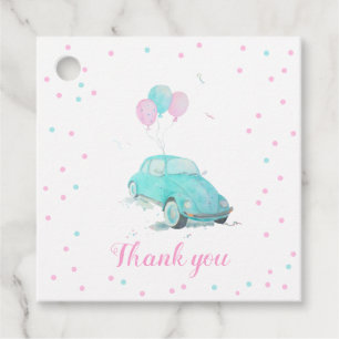 Watercolor Cute Car Baby Shower Favour Tags