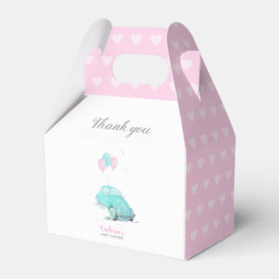 Watercolor Cute Car Baby Shower Girl Favour Box 🎈