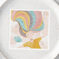 Watercolor cute cartoon girl. Pink fairy fantasy 