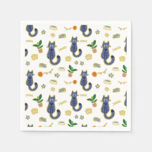 Watercolor Cute Cats Pattern Napkin