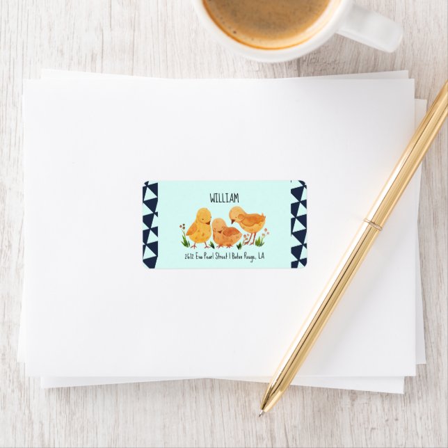Watercolor Cute Chicken Family Baby Shower address Label (Insitu)