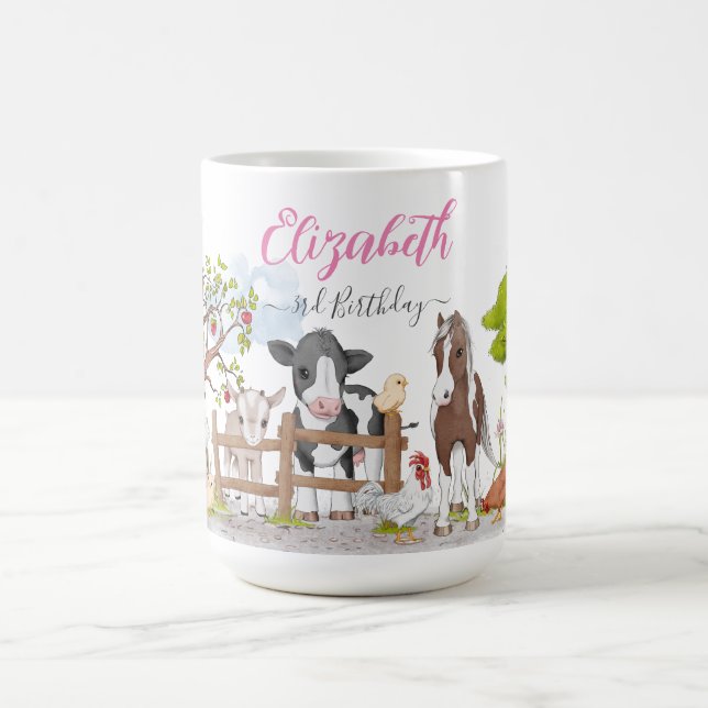Watercolor Cute Country Farm Animals  Coffee Mug (Center)