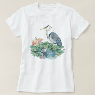 Watercolor Cute Crane Nature Lover Shirt