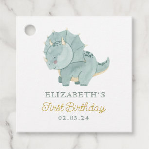 Watercolor Cute Dino Birthday Favour Tags