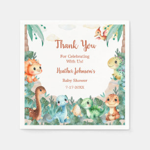 Watercolor Cute Dinosaur Boy Baby Shower Napkin