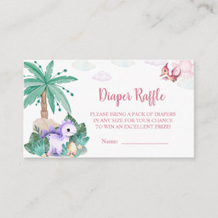 Watercolor Cute Dinosaur Girl Baby Shower Enclosure Card