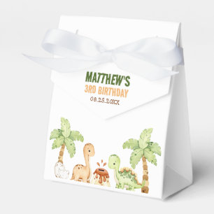 Watercolor Cute Dinosaur Greenery 3rd Birthday Favour Box