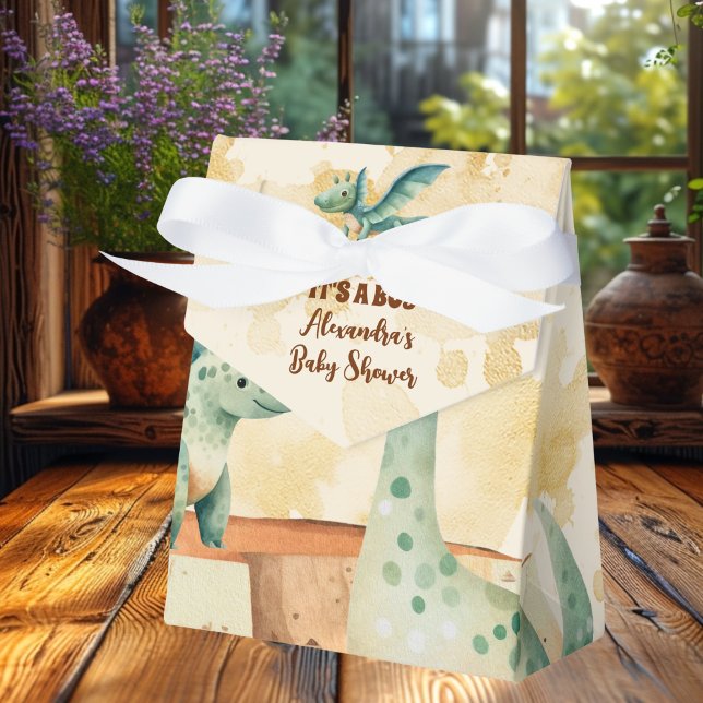Watercolor Cute Dinosaur Greenery Boy Baby Shower Favour Box (Creator Uploaded)