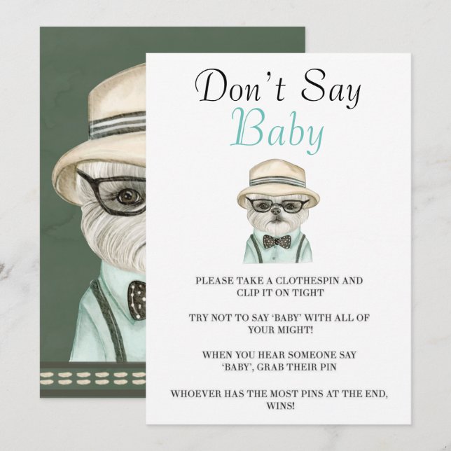 Watercolor Cute Dog Don’t Say Baby Cards (Front/Back)