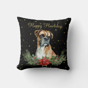 Watercolor Cute Dog Happy Howlidays Cushion
