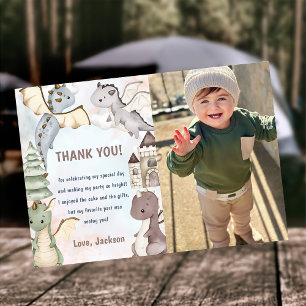 Watercolor Cute Dragon  Birthday Thank You Card