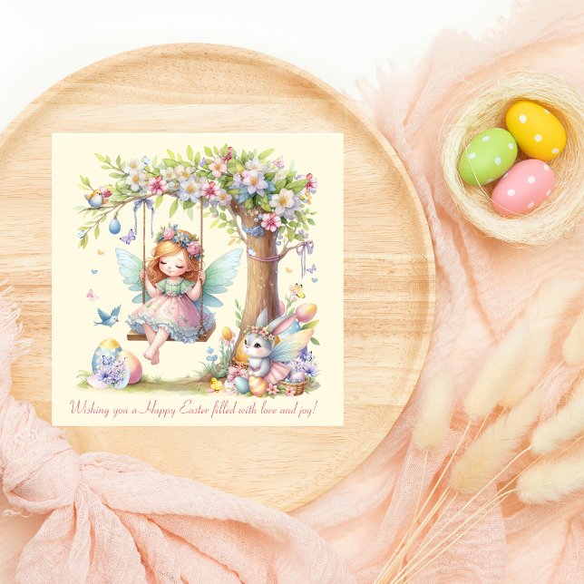 Watercolor Cute Easter Spring Fairy Holiday Card (Creator Uploaded)