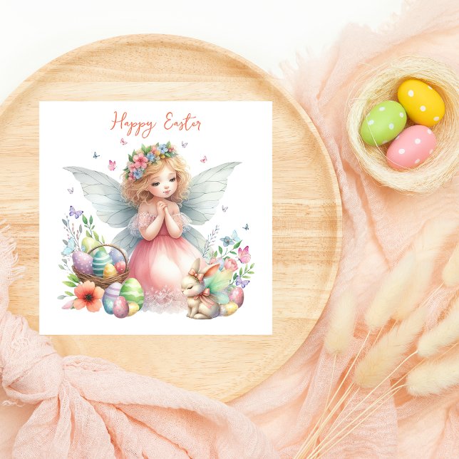 Watercolor Cute Easter Spring Fairy Holiday Card (Creator Uploaded)