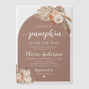Watercolor Cute Fall A Little Pumpkin Baby Shower  Vellum Invitations