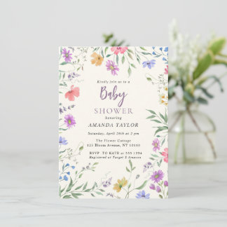 Watercolor Cute Floral Baby Shower iInvitaion Invitation