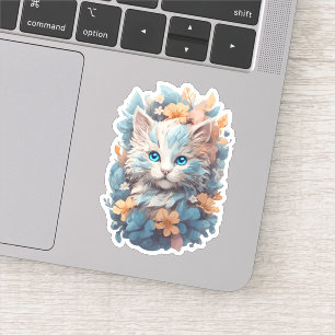 Watercolor Cute Floral Cat Splash